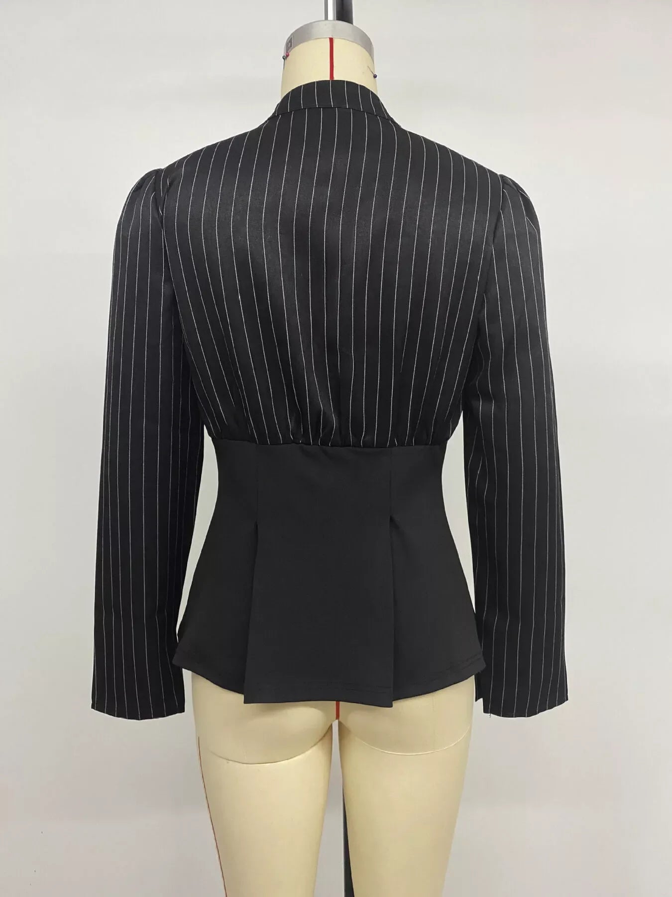 Striped Long Sleeve Peplum Blouse