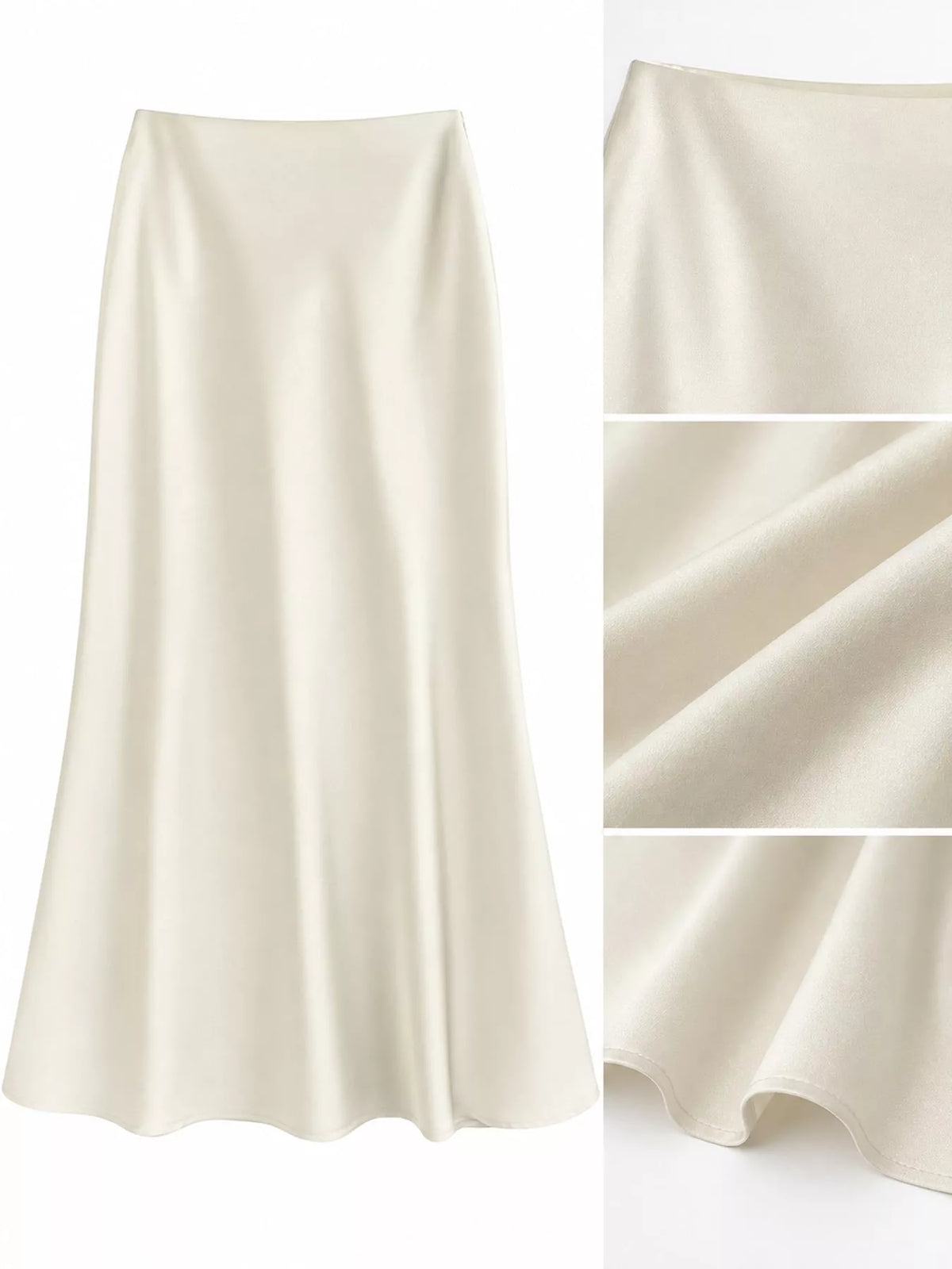 Full Size High-Waisted Satin Midi Skirt Plus Size