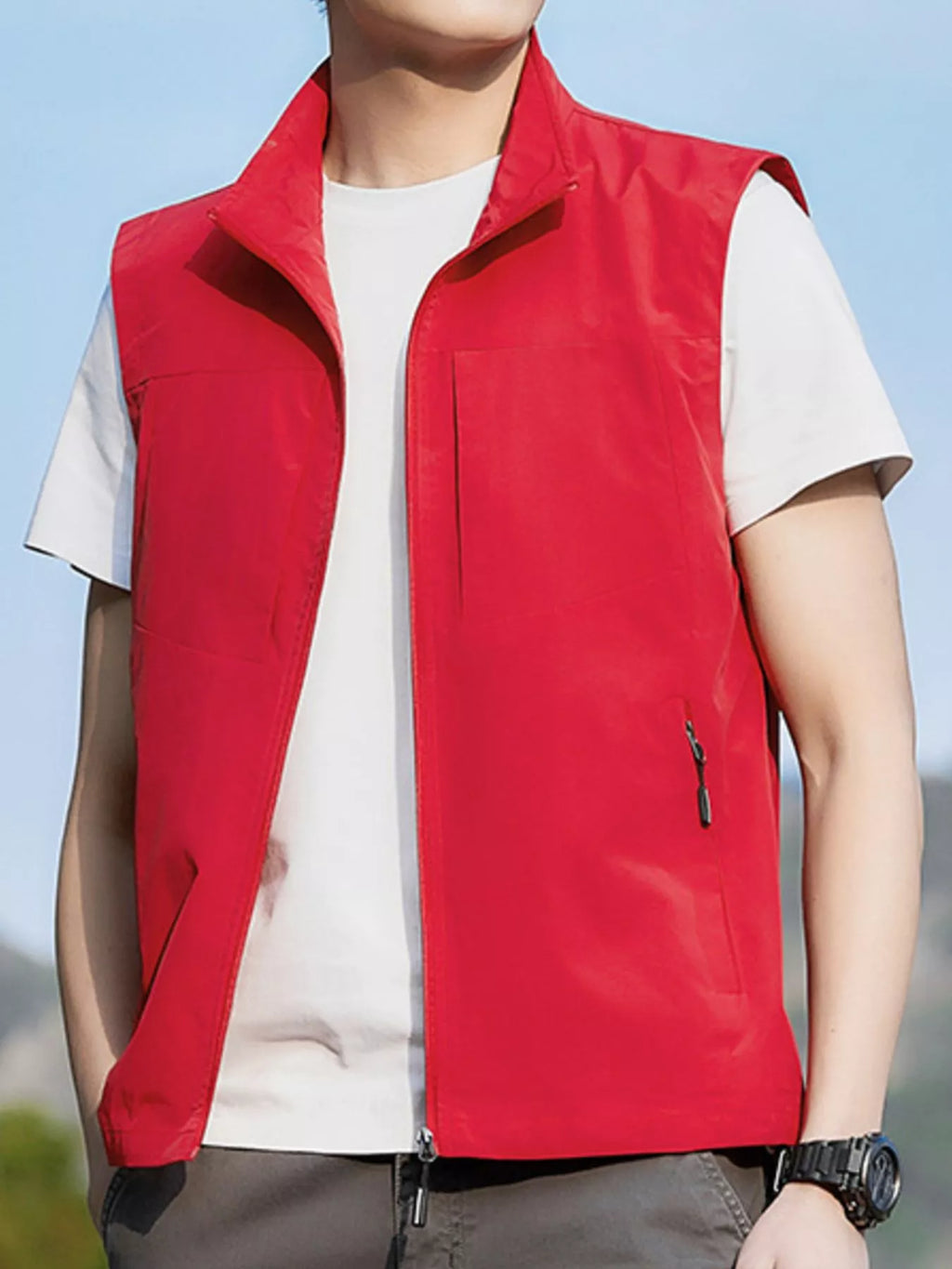Men's Plus Size Lightweight Zip Up Vest