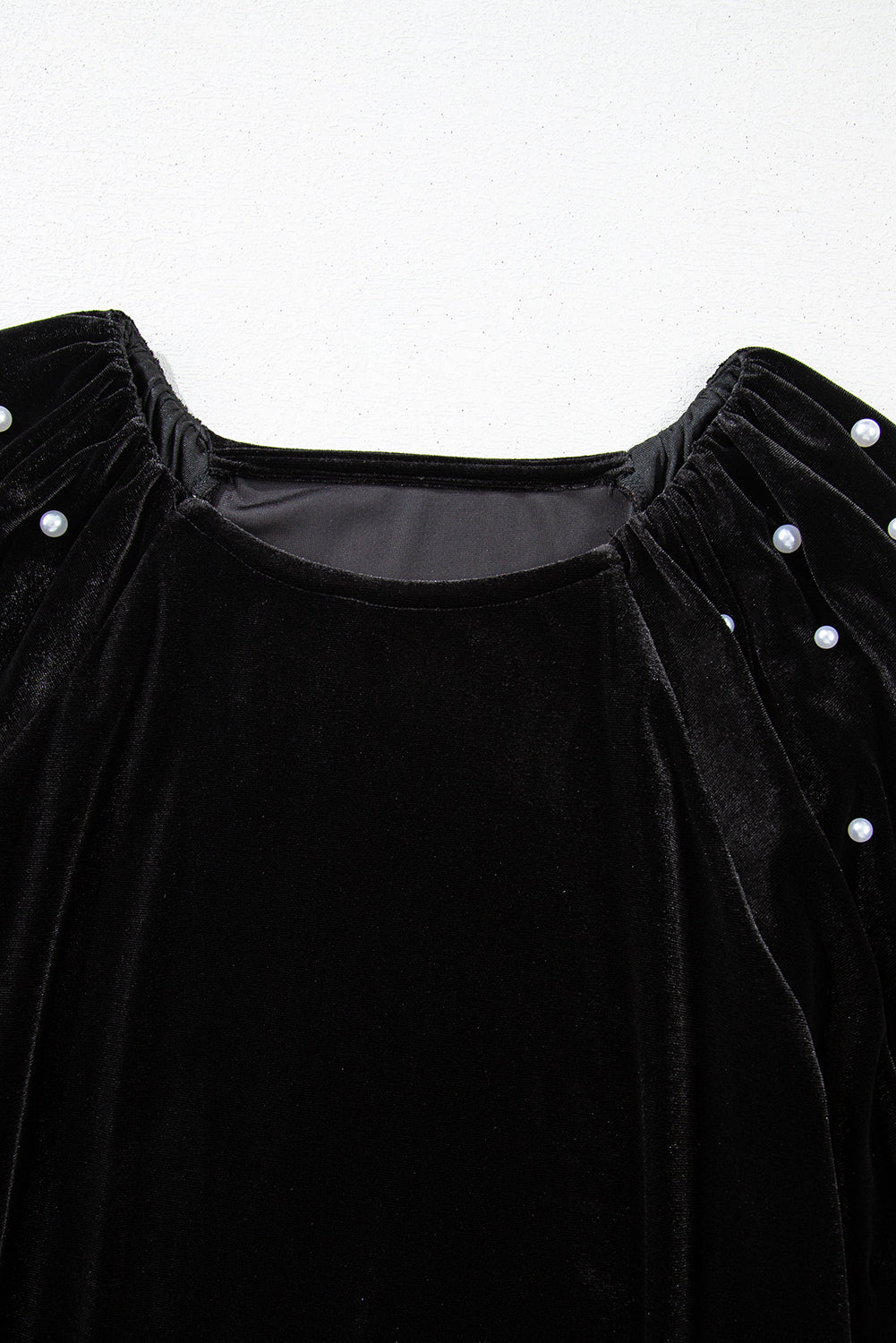 Velvet Pearl Beaded Puff Sleeve Top