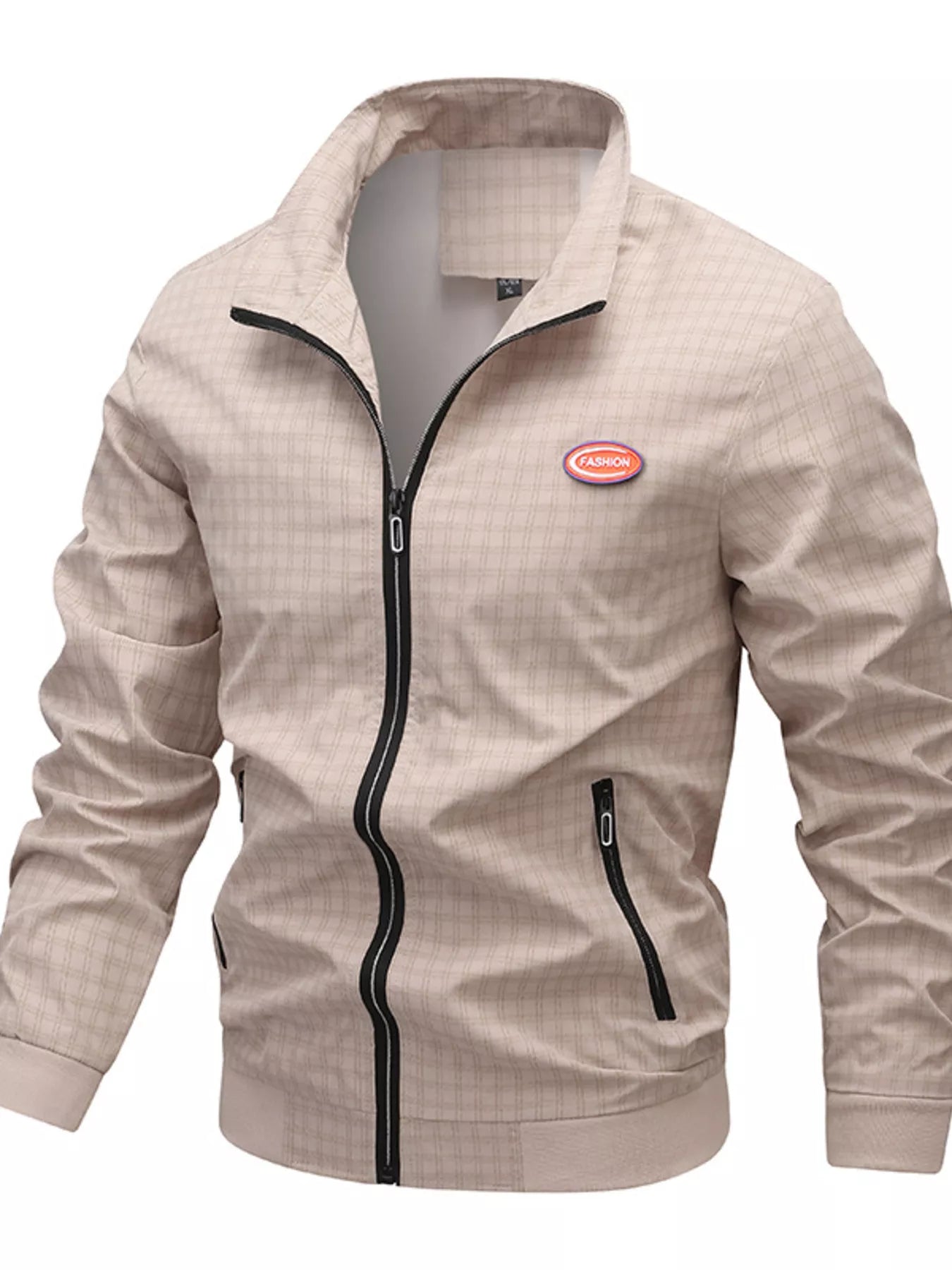 Men's Plus Size Plaid Lightweight Zip-Up Jacket