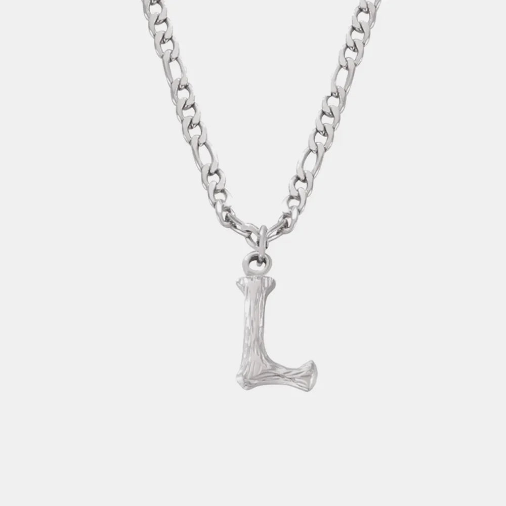 Titanium Steel Initial Letter Pendant Necklace