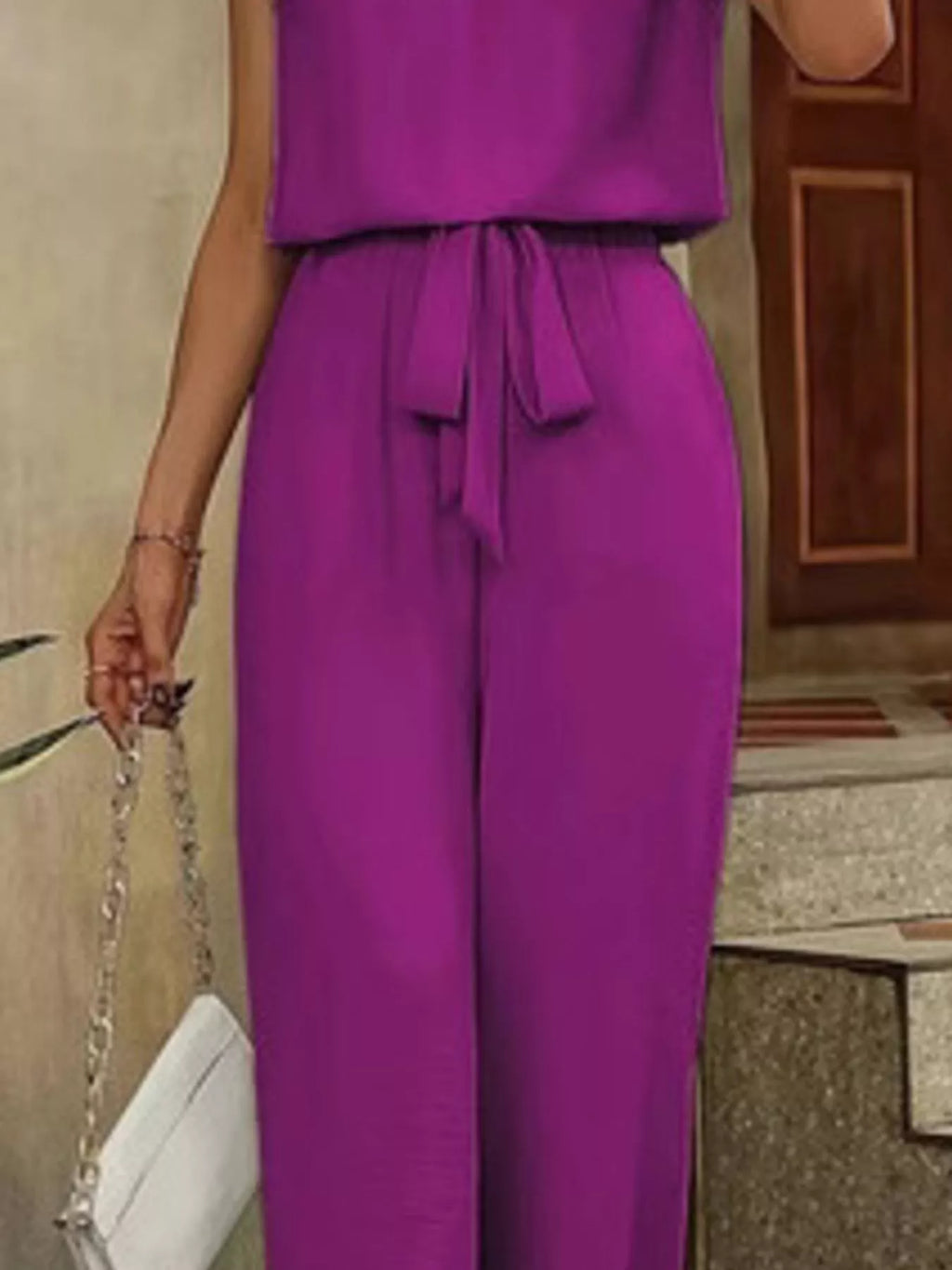 V-Neck Sleeveless Tank and Wide-Leg Pants Set
