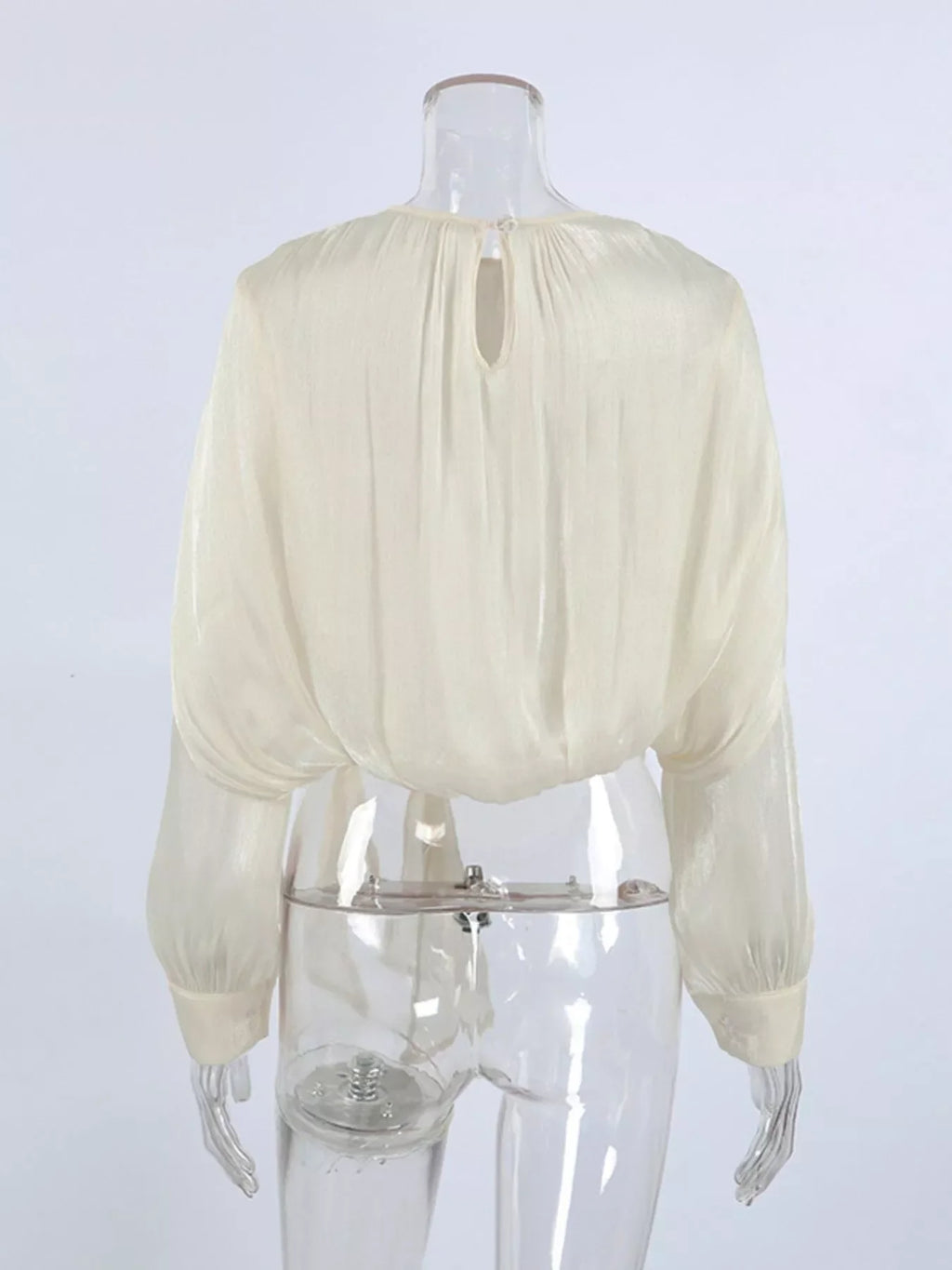 Metallic Sheen Blouse with Tie Detail