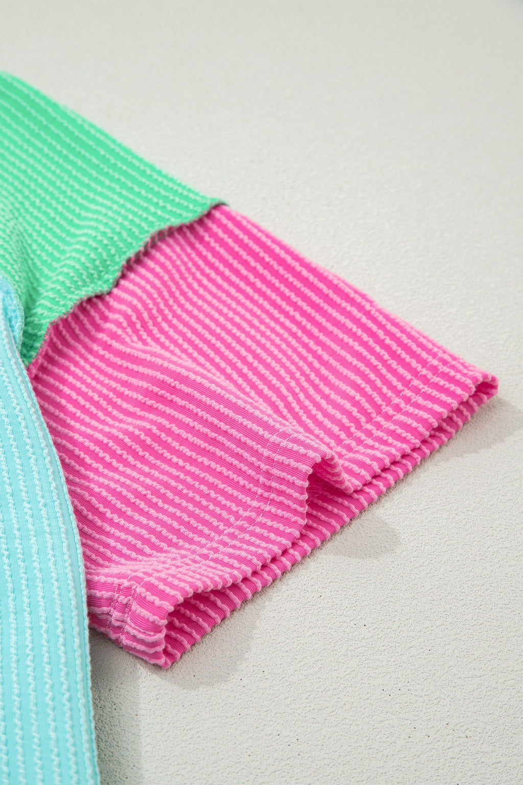 Aruba Blue Color Block Twisted Ribbed Tee
