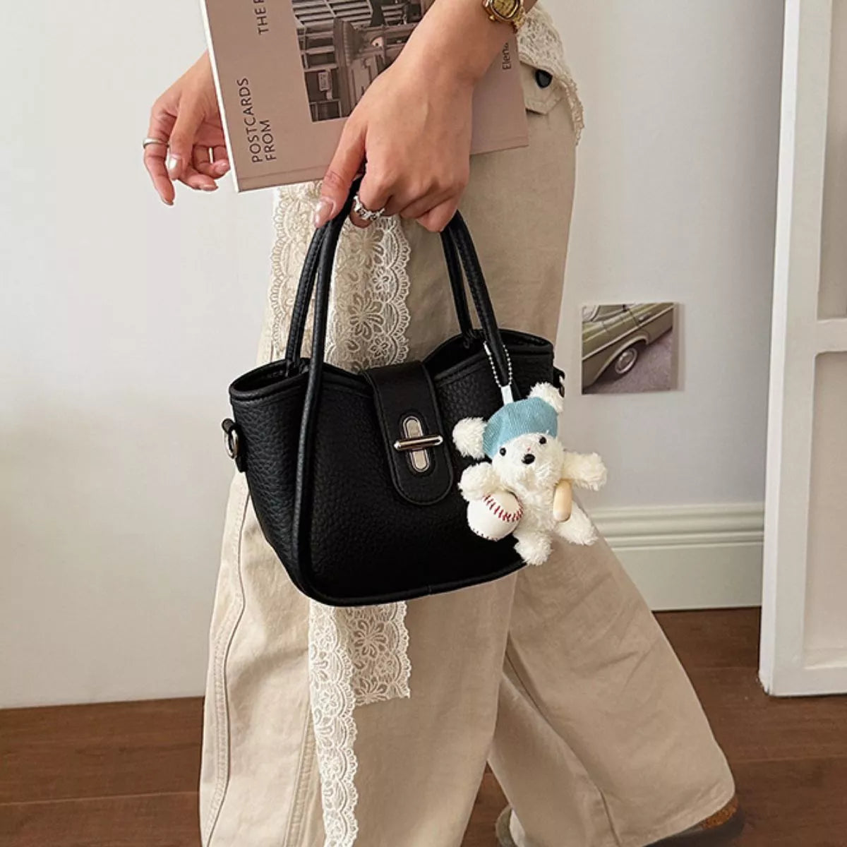 Textured Bucket Handbag