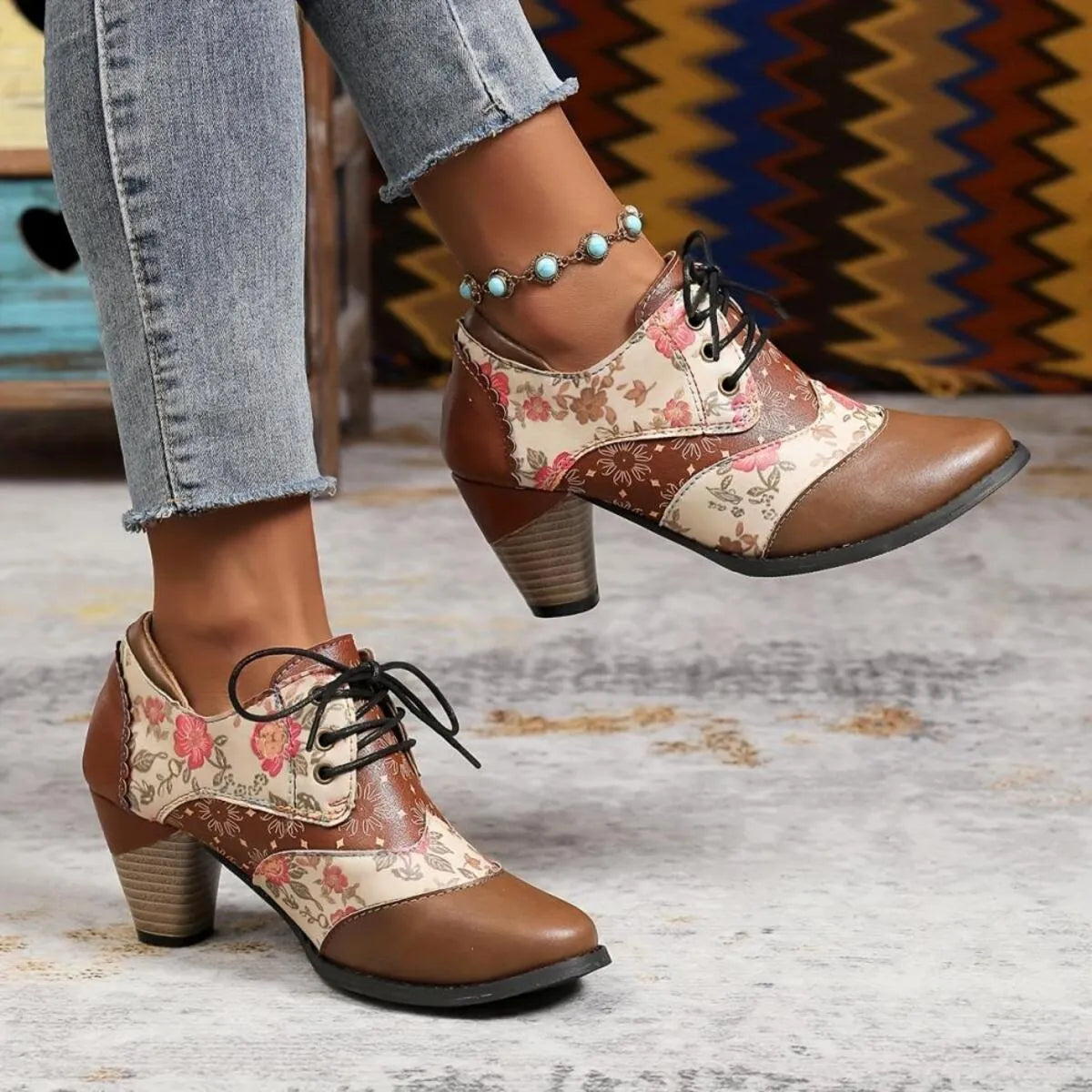 Point Toe Block Heels Ankle Boots