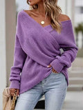 Crisscross Ribbed Knit Long Sleeve Sweater