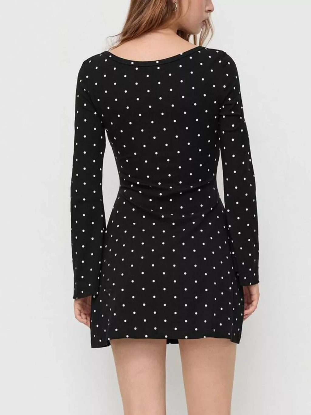 Polka Dot Flare Sleeve Mini Dress