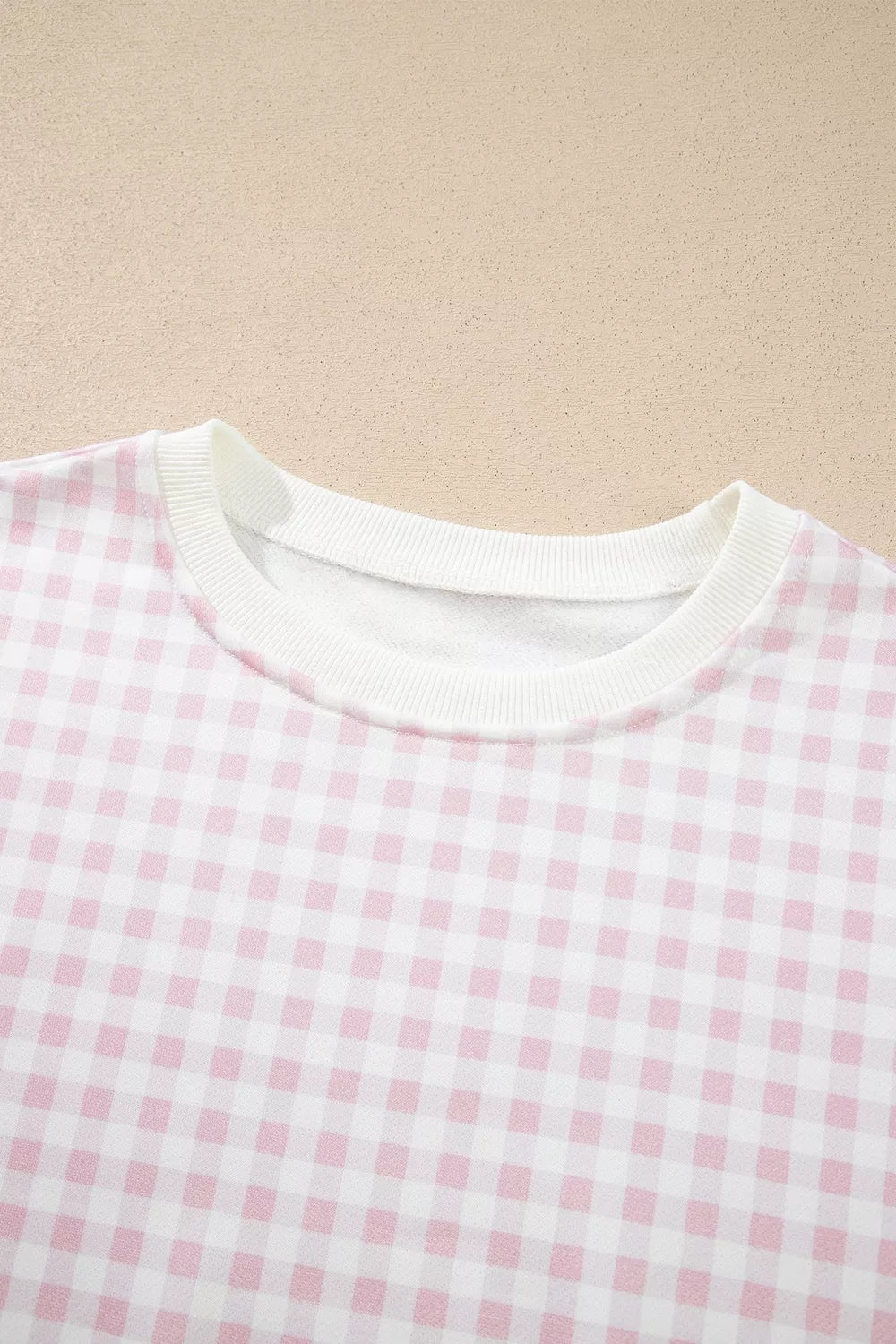 Gingham Long Sleeve Sweatshirt and Shorts Set