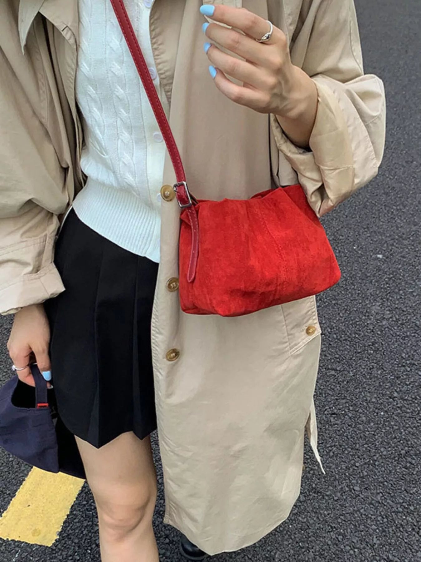 Suede Adjustable Strap Crossbody Bag