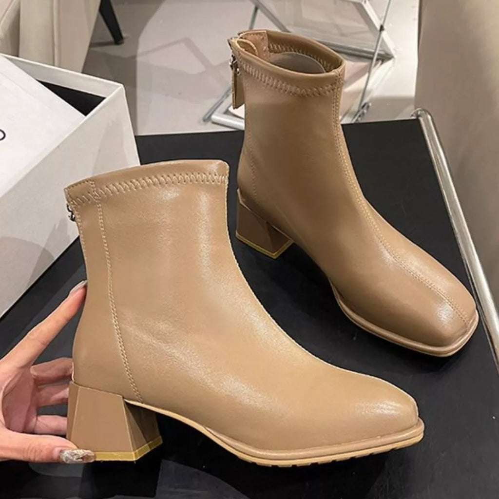 Square Toe Block Heels Boots