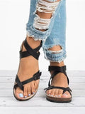 Cross-Strap Buckle Sandals