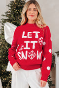 Red Dahlia LET IT SNOW Graphic Christmas Holiday Loose Sweater