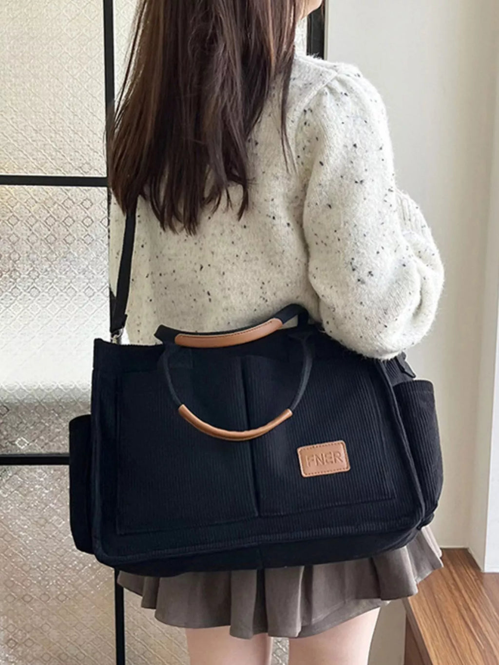 Corduroy Multi-Pocket Tote Bag
