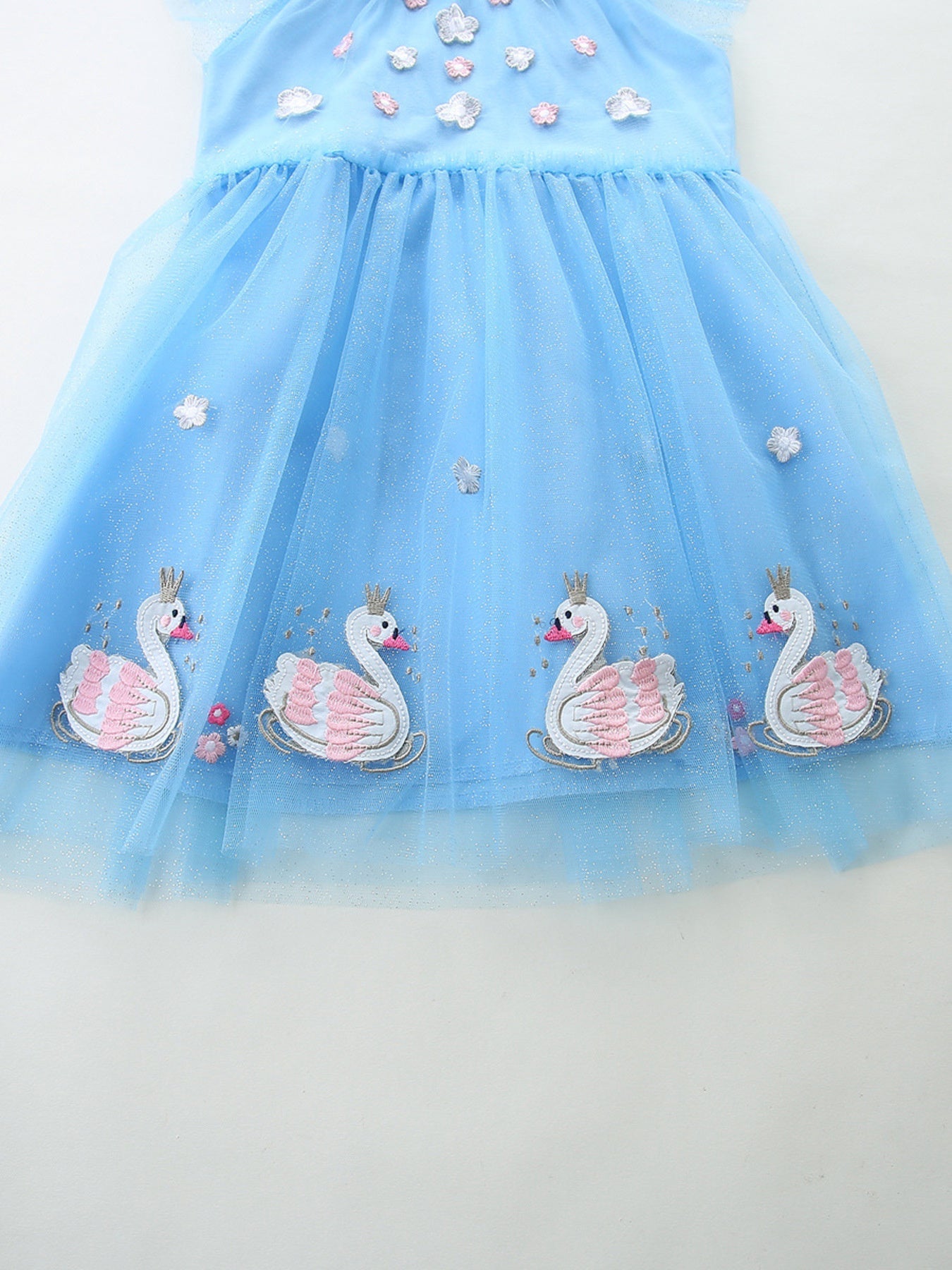 Children's Swan Embroidered Tulle Dress