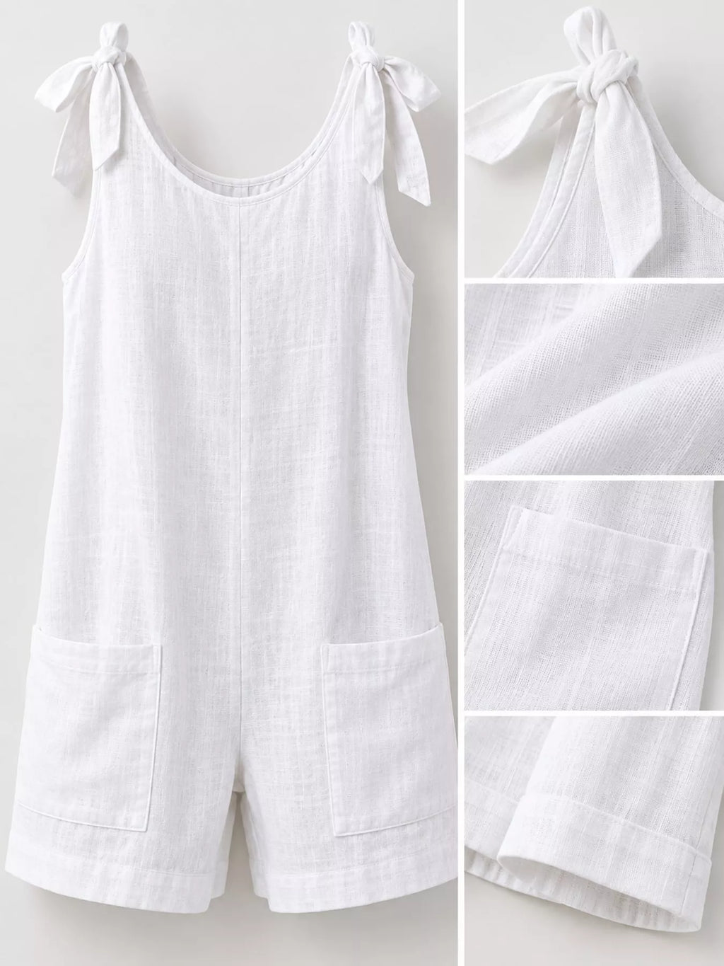 Full Size Tie-Shoulder Romper with Pockets Plus Size