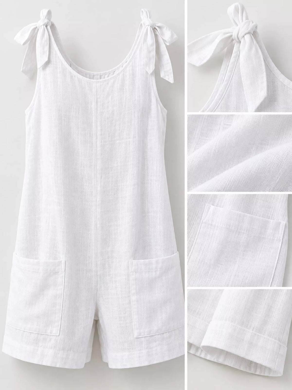 Full Size Tie-Shoulder Romper with Pockets Plus Size