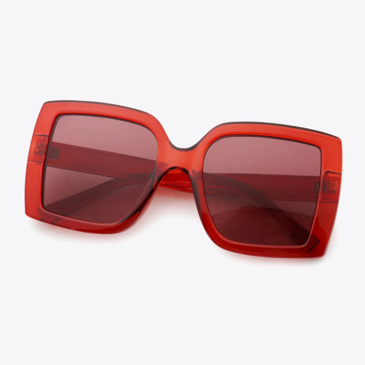 Square Sunglasses with Acetate Lenses in Deep Red