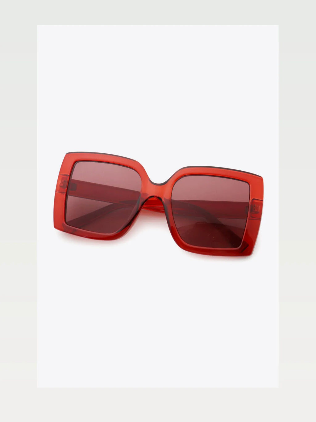 Square Sunglasses with Acetate Lenses in Deep Red