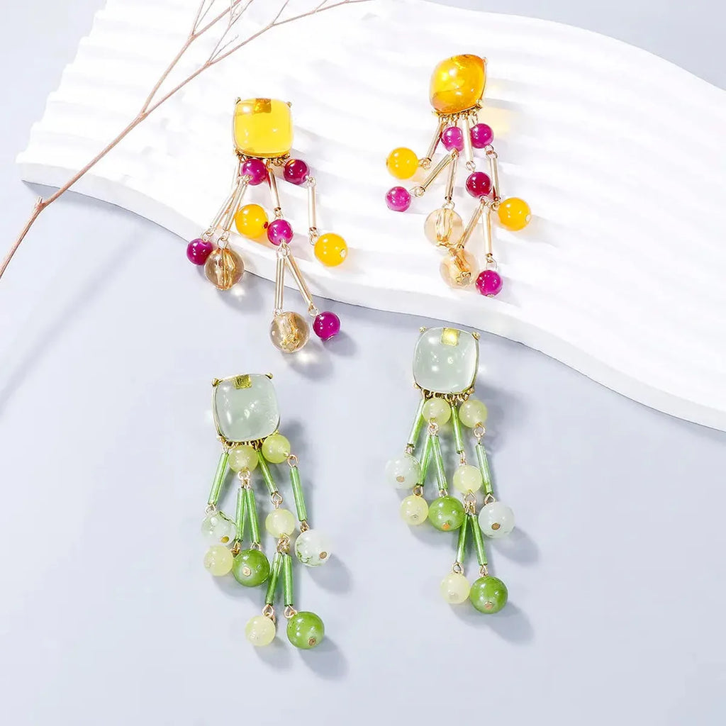 Acrylic Bead Dangle Earrings