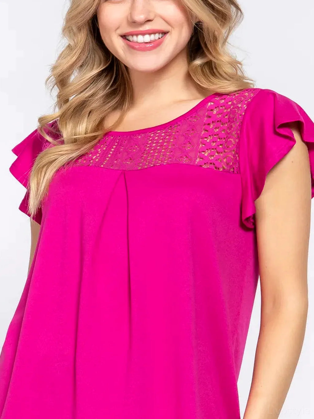 Ruffle Sleeve Lace Knit Top