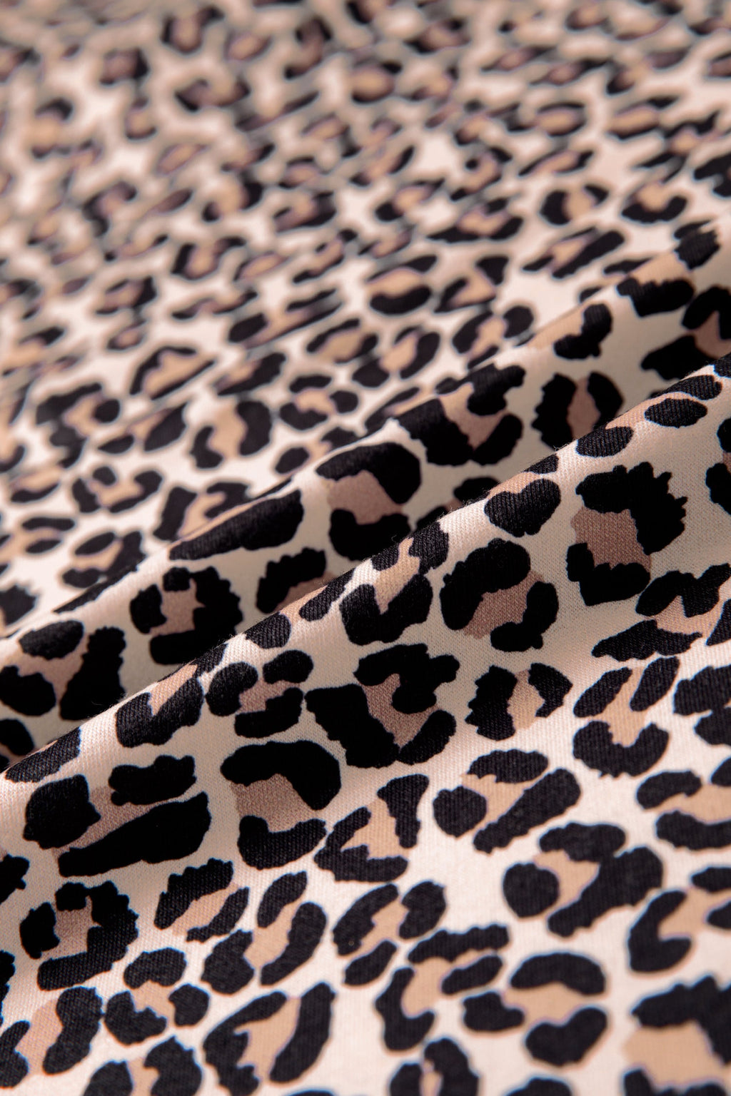 Leopard Half Zip Stripe Trim Short Sleeve Top