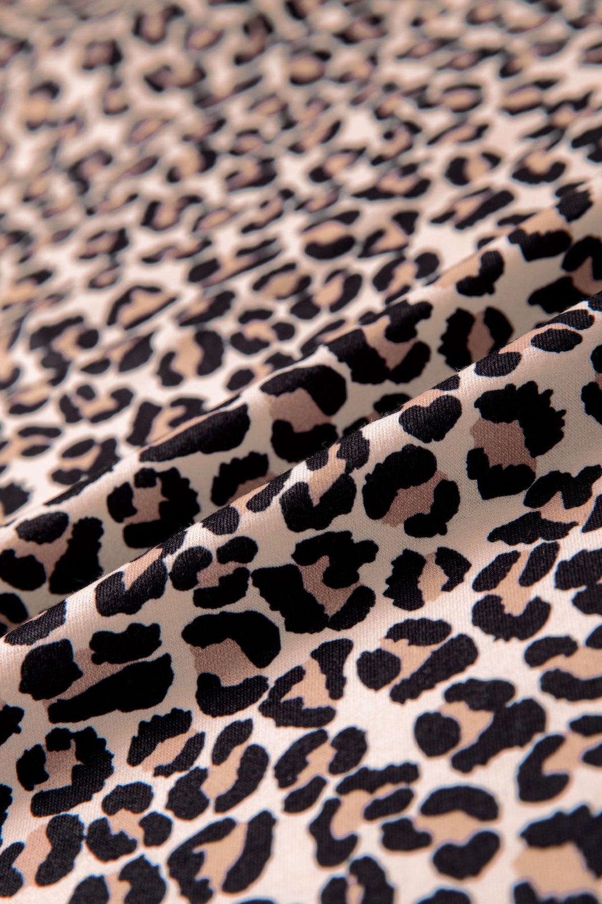 Leopard Half Zip Stripe Trim Short Sleeve Top