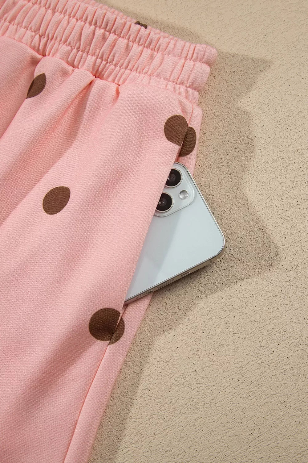Polka Dot Long Sleeve Sweatshirt and Shorts Lounge Set