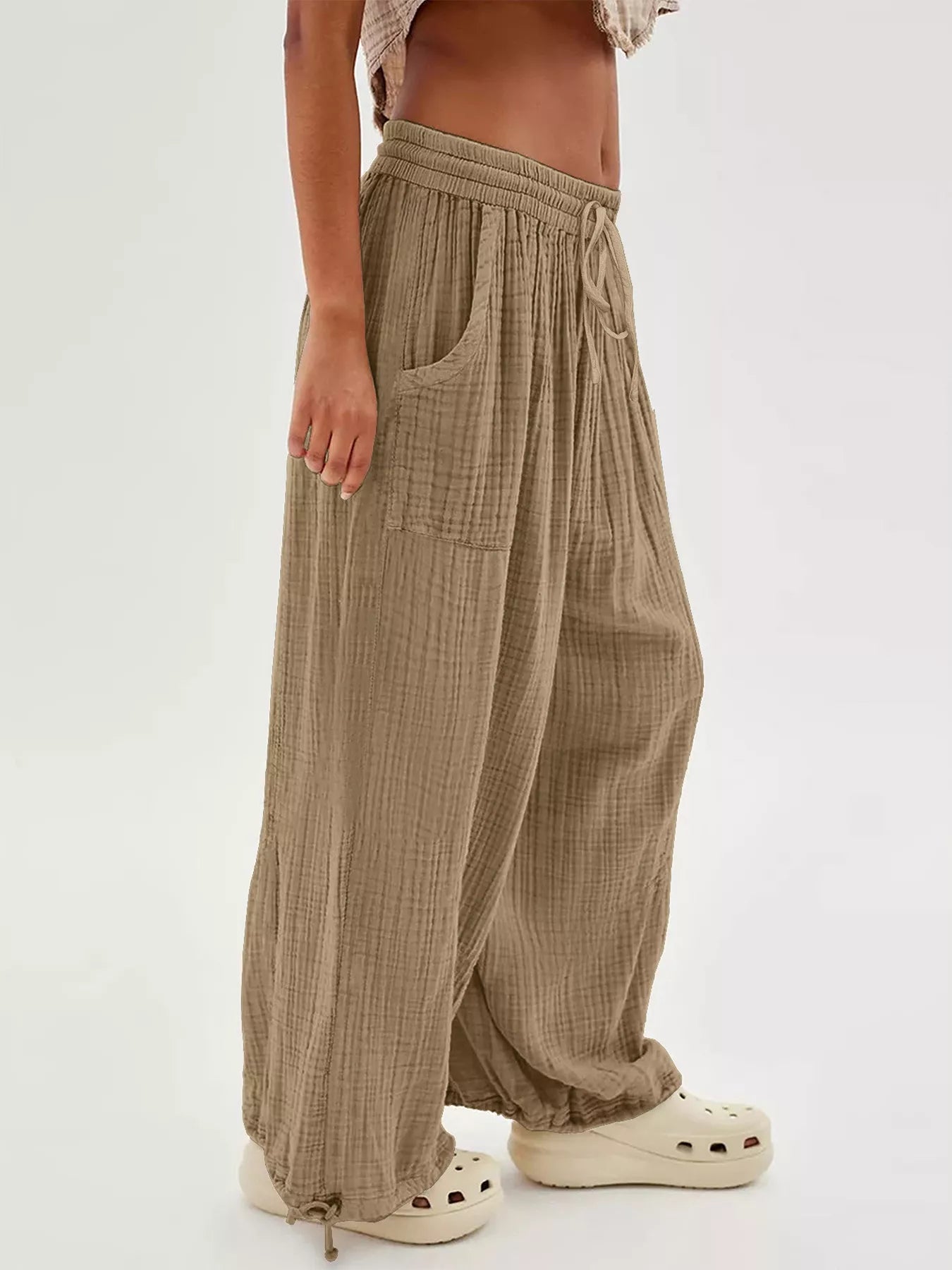 Loose Fit Gauze Drawstring Pants