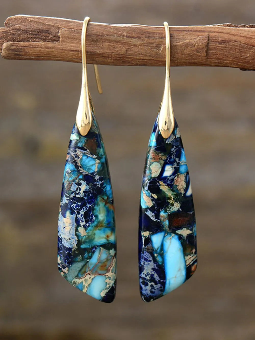 Geometric Shape Agate Stone Dangle Earrings