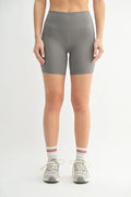 Pewter High-Waisted Sculpt Biker Shorts with Pockets