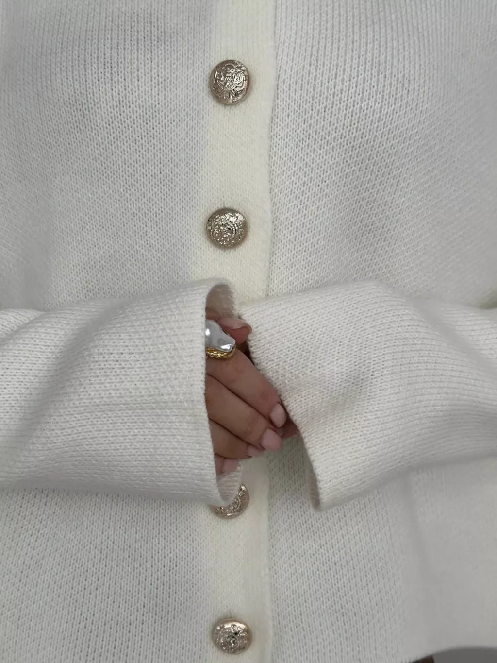 Crew-Neck Button Down Cardigan