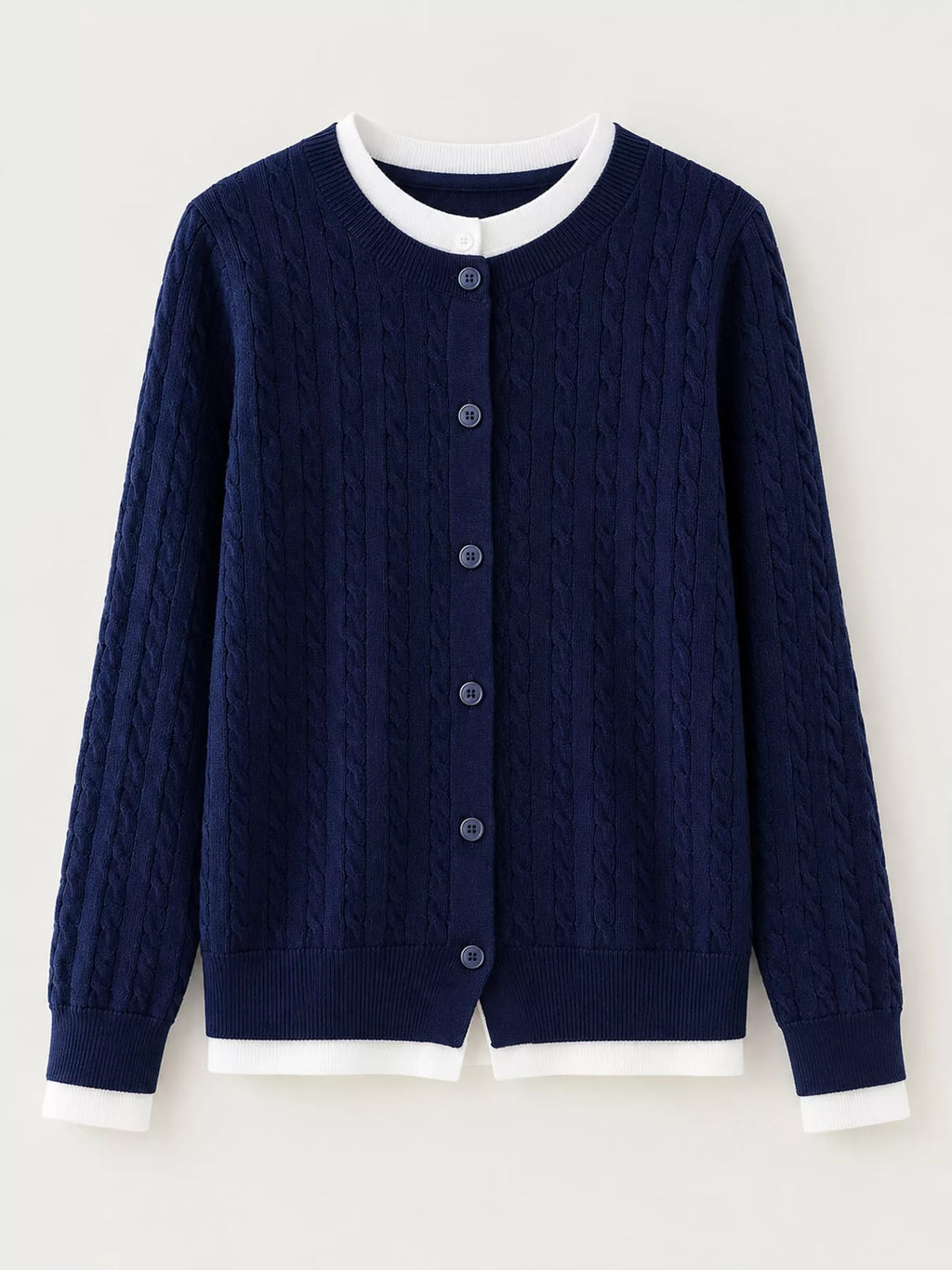 Cable-Knit Button-Down Cardigan