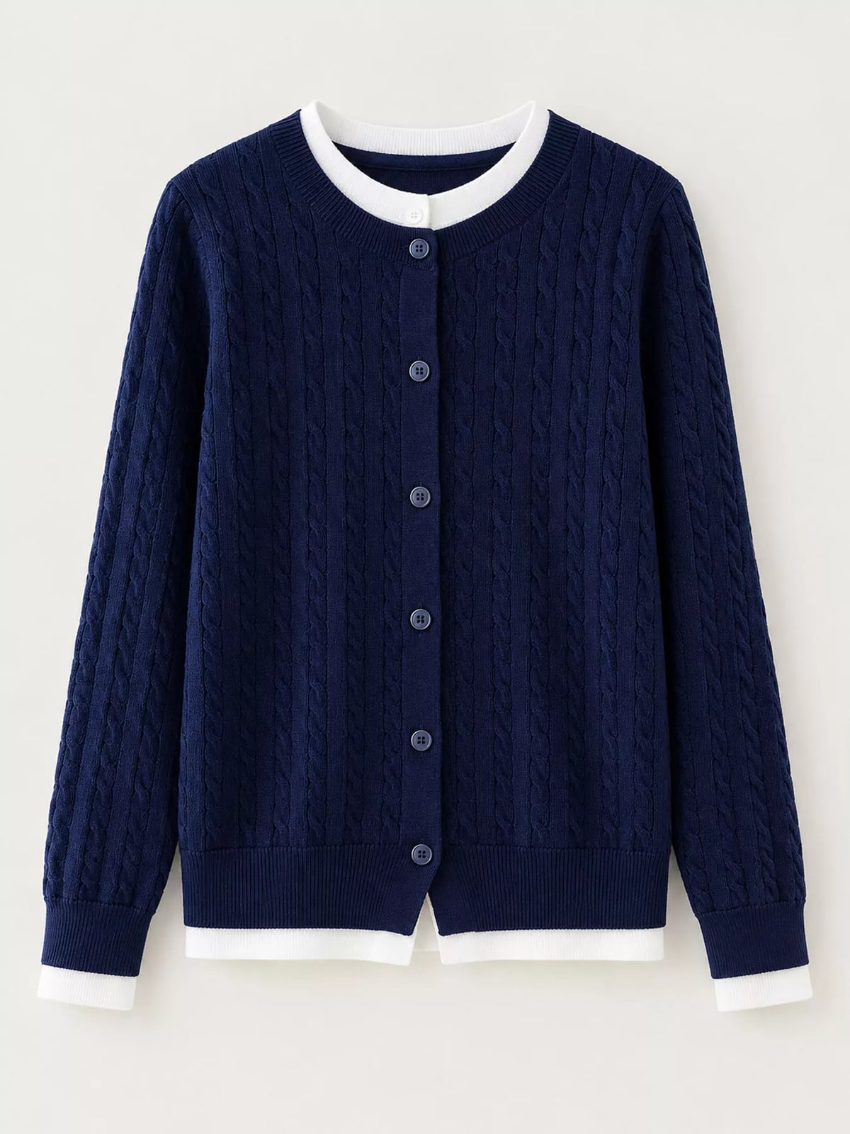 Cable-Knit Button-Down Cardigan