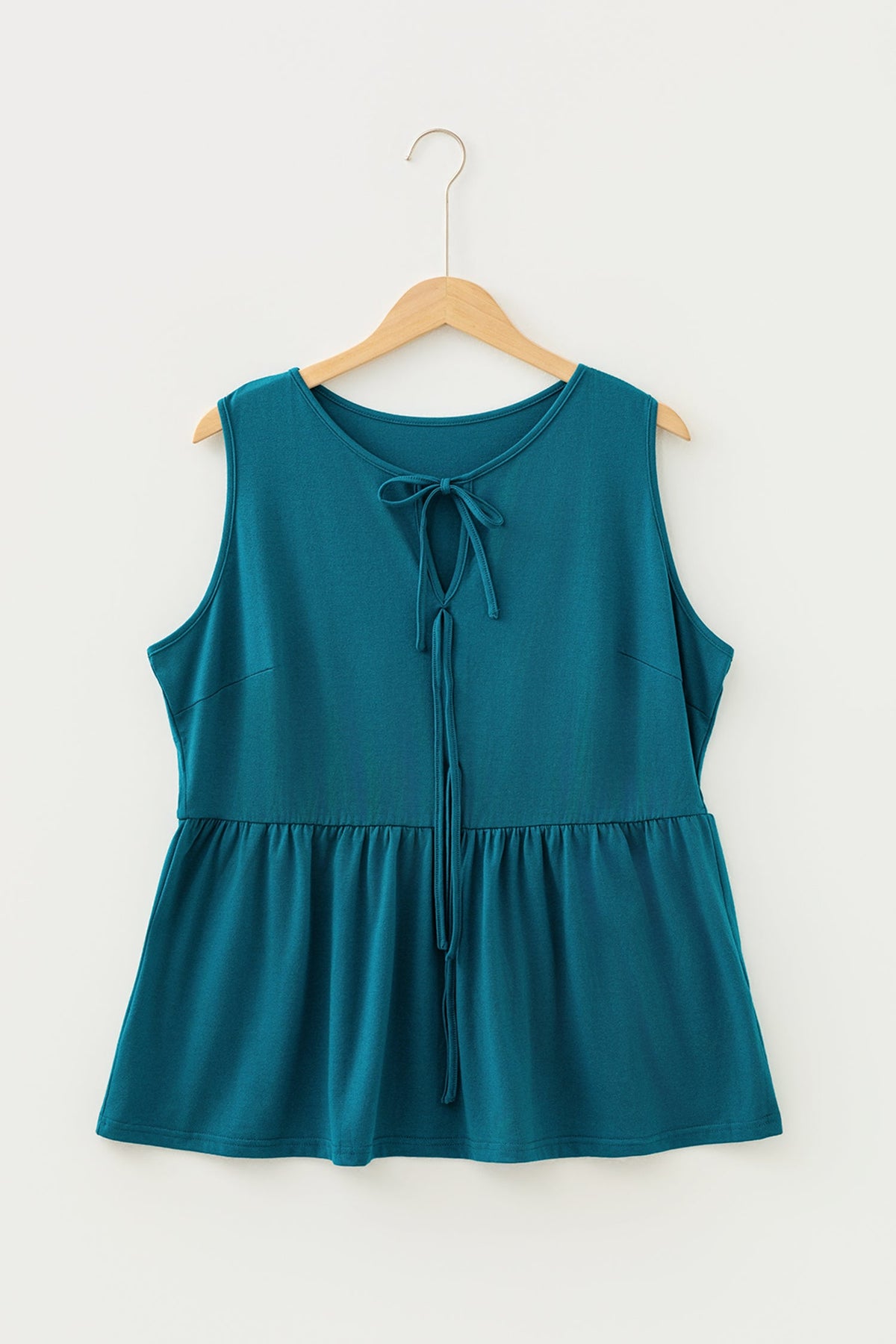 Plus Size Solid Bow-Tie Peplum Tank Top