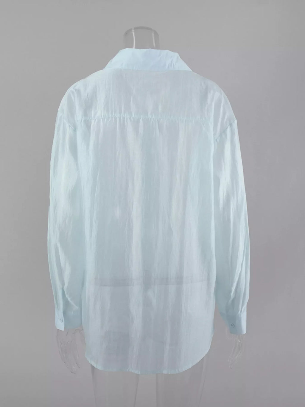 Sheer Oversized Button-Up Shirt