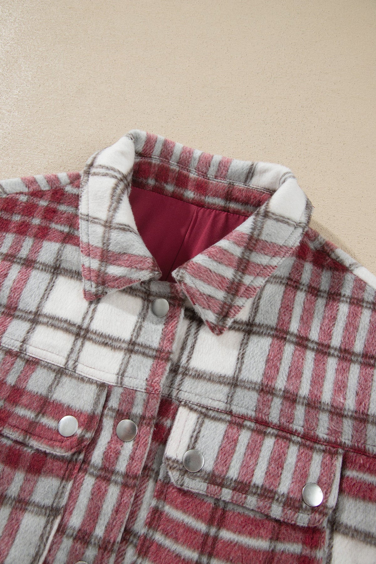 Plaid Flannel Snap Button Collared Jacket