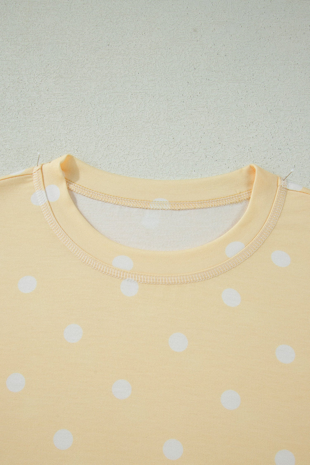 Yellow Exposed Seam Detail Polka Dot Loose Tee Drawstring Shorts Set