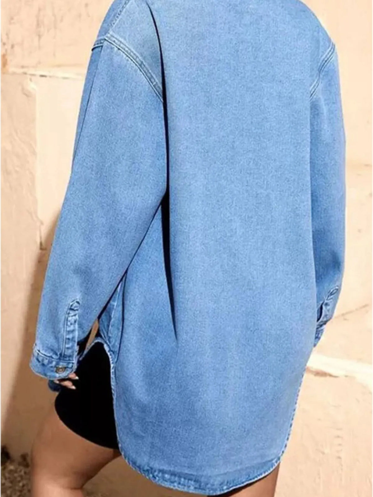 Slit Button Up Denim Shirt