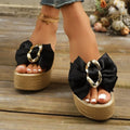 Bow Platform Wedge Sandals