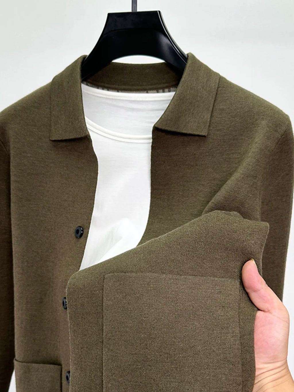 Men's Plus Size Button-Up Cardigan with Pockets