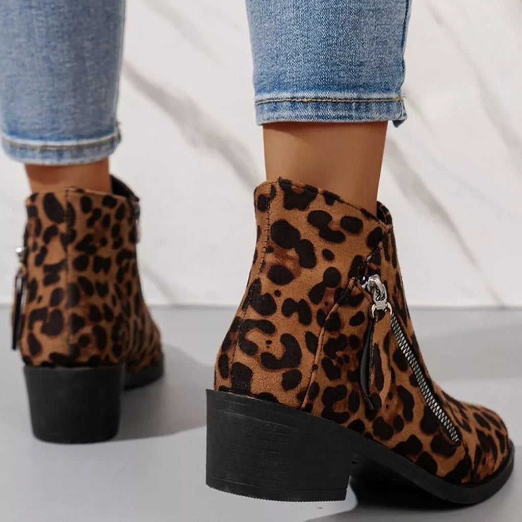 Point Toe Block Heels Boots