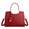 Crocodile Embossed Leather Top Handle Handbag