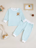 Children's Bear Striped Top and Pants Set