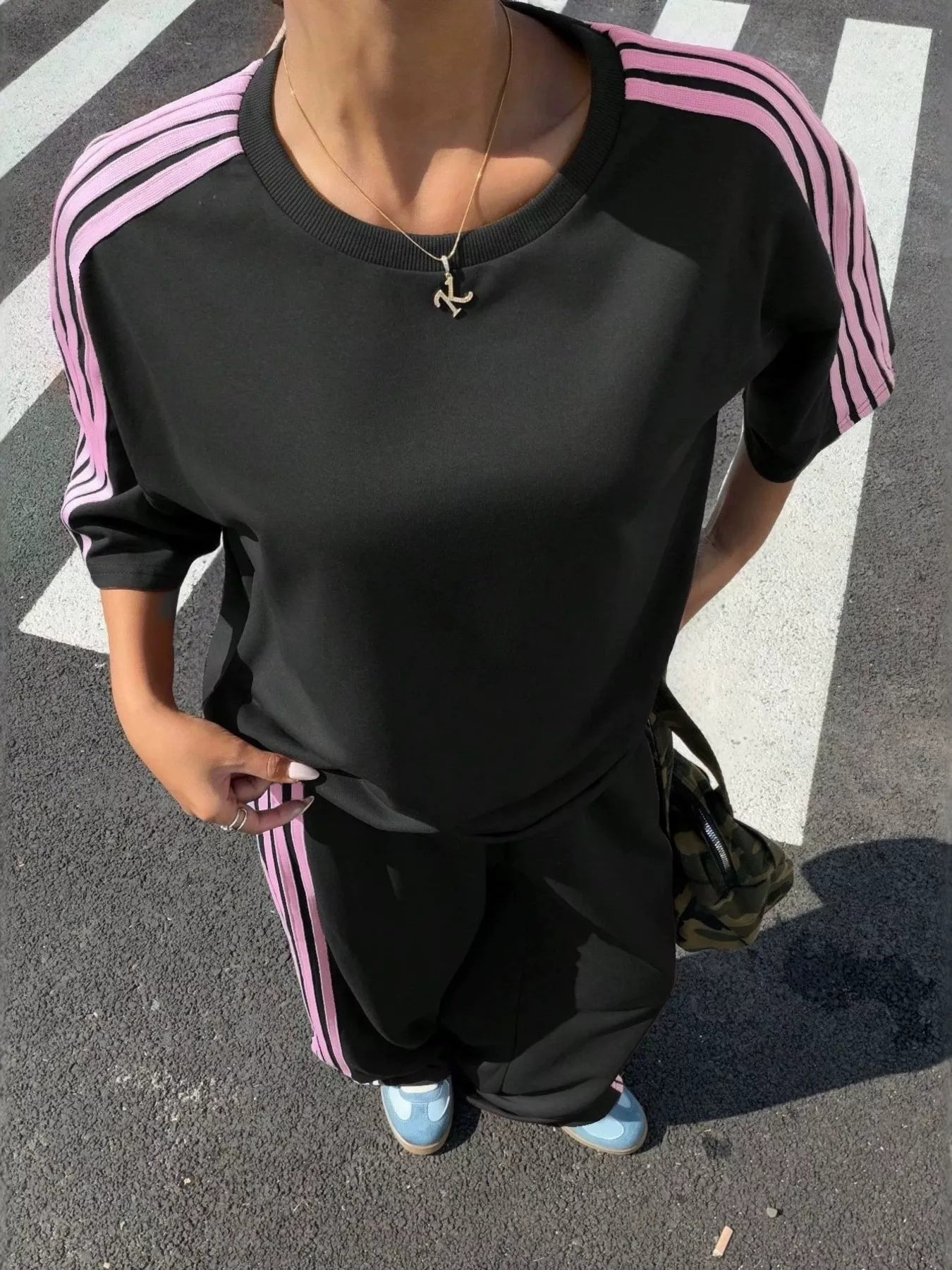Striped Short Sleeve Top and Pants Set