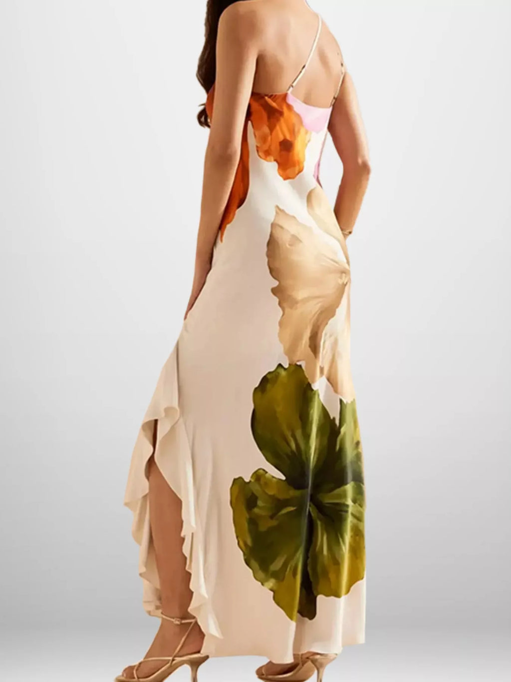 Floral Print One-Shoulder Maxi Dress