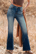 Pocket Detail Flare Leg Jeans