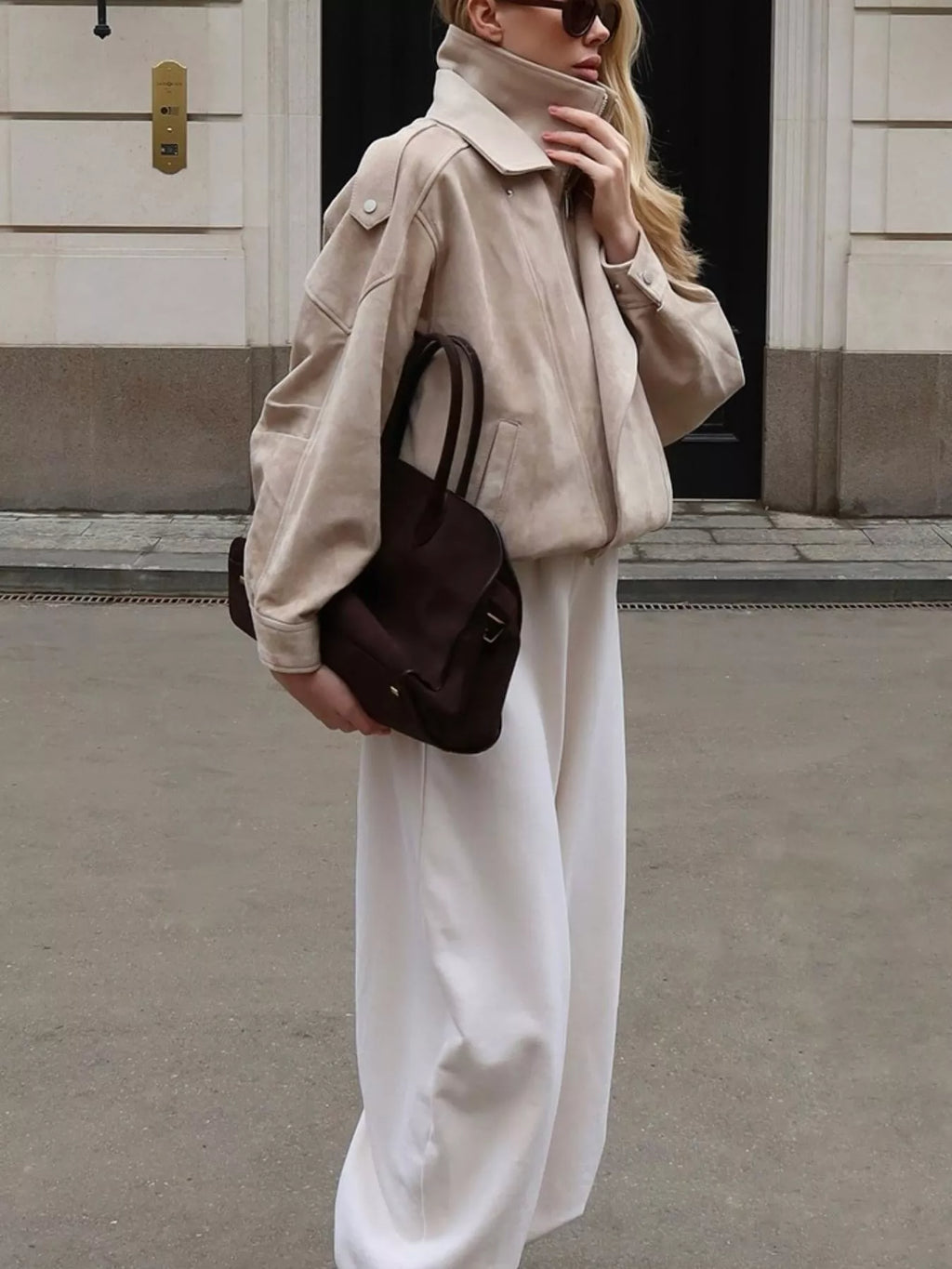 Zip Up Dropped Shoulder Moto Jacket