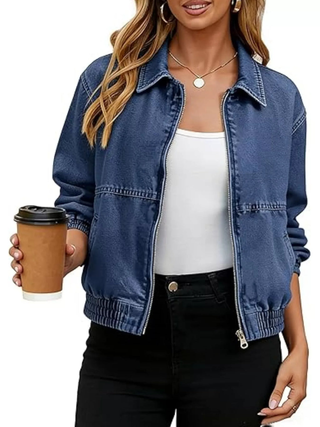 Classic Zip-Up Denim Jacket